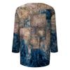 Trendy Vintage 3/4 Sleeve Top For Women,Ladies Casual Three Quarter Sleeve Round Collar Printed T-Shirt Blouse