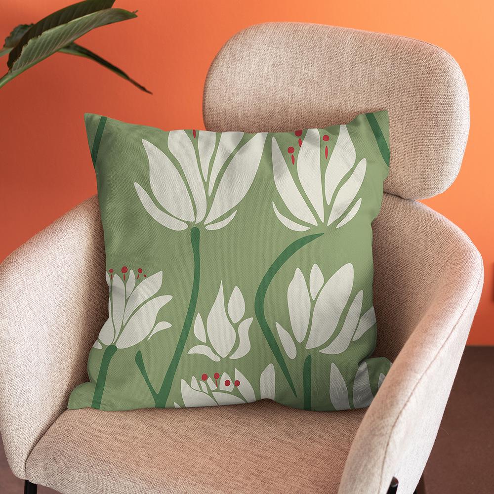 Nordic Abstract Art Flower Print Pillowcase Short Plush Pastoral Simple Home Sofa Cushion Car Cushion