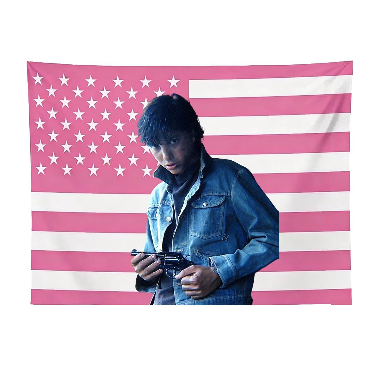 The Outsiders Johnny Cade Pink American Flag Tapestry, Retro 80s Movie Wall Art, Bedroom Dorm Decor Fan Gift 100X70CM