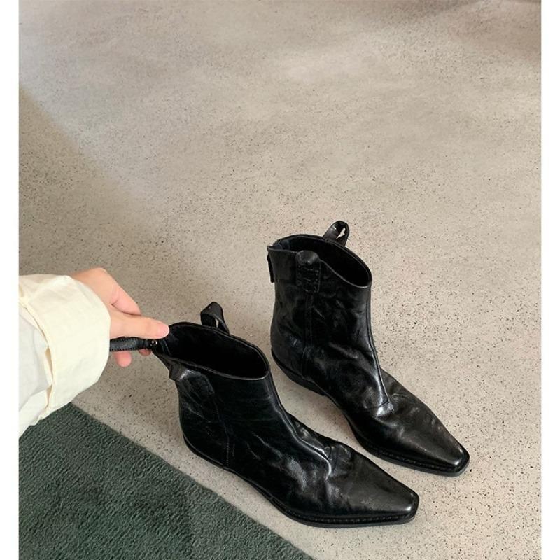 

Массивные ботинки с острым носком для женщин, Ретро ботильоны на высоком каблуке, Облегающие ботинки, Женская обувь 40 чёрный