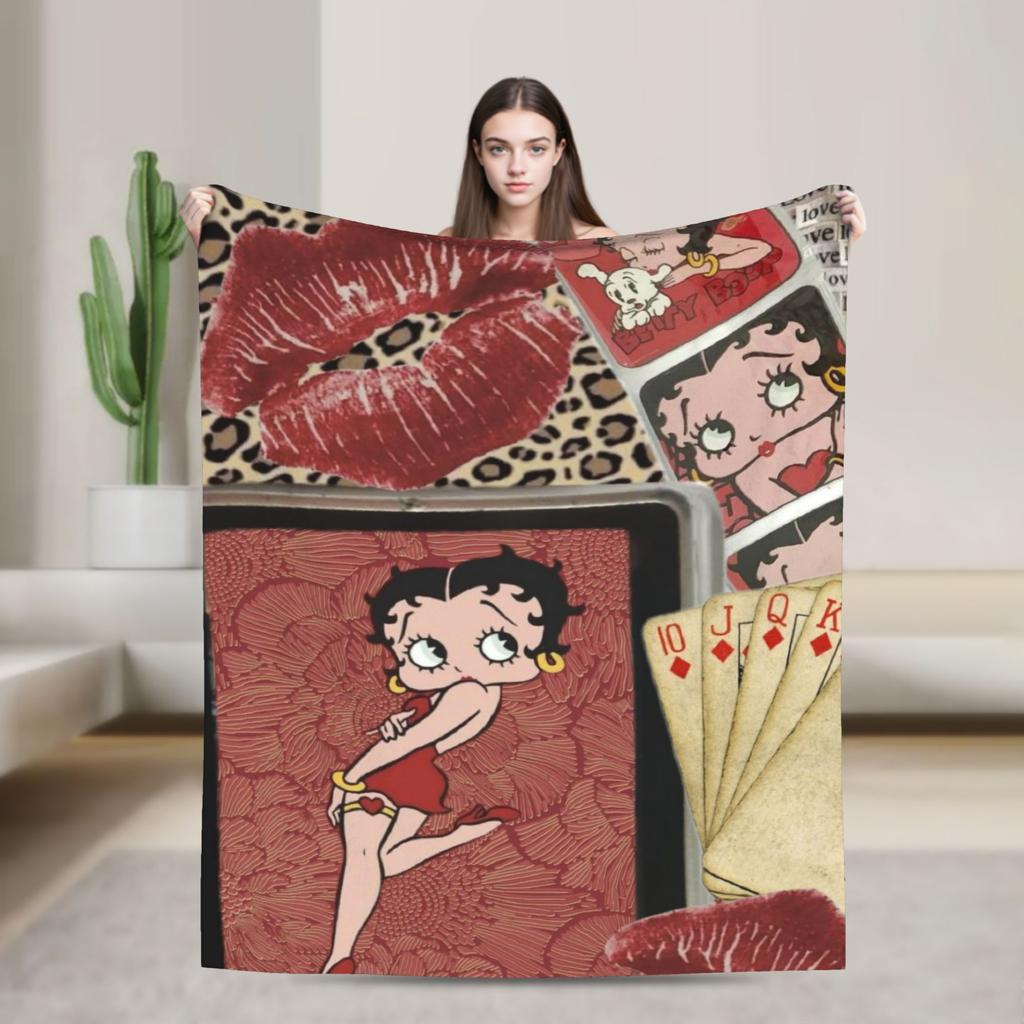 B-Bettys Boops Warm Blanket Kids Plush Throw Blanket Aesthetic Couch Chair Flannel Bedspread Sofa Bed Cover