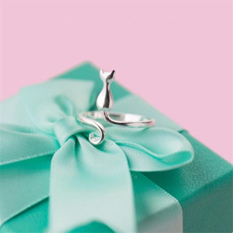 New Arrival Stylish Stylish Sweet Popular Cute Animal Sterling Color Jewelry Not Allergic Fine Cat Minimalist Minimalist Opening Rings