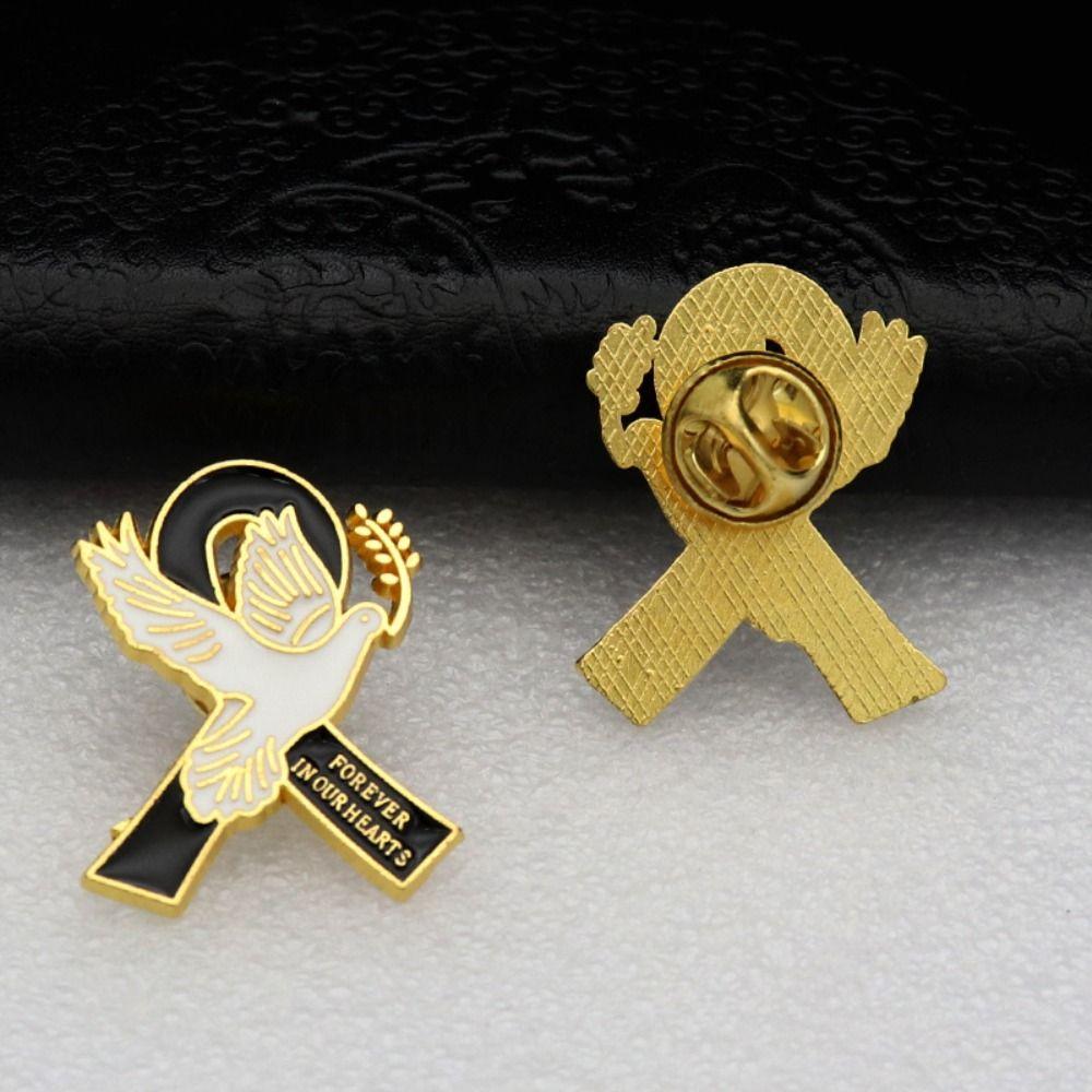 Awareness Black Ribbon Pin Melanoma Cancer Skin Cancer Funerals Memorial Pin Vintage Breast Cancer Funeral Ribbon Badge Brooch