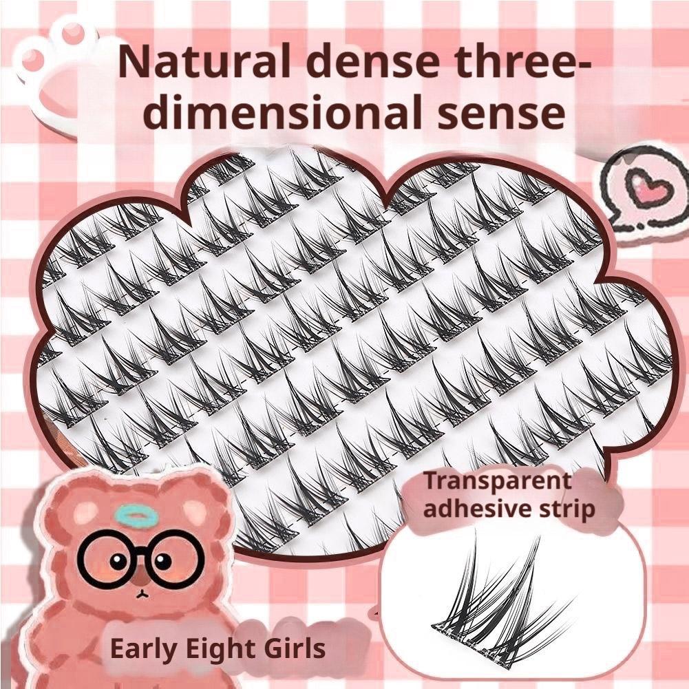 Glue-free False Eyelashes Natural Self-adhesive Manga DIY Lash Clusters Segmented Curled Reusable Eyelashes Extension Makeup