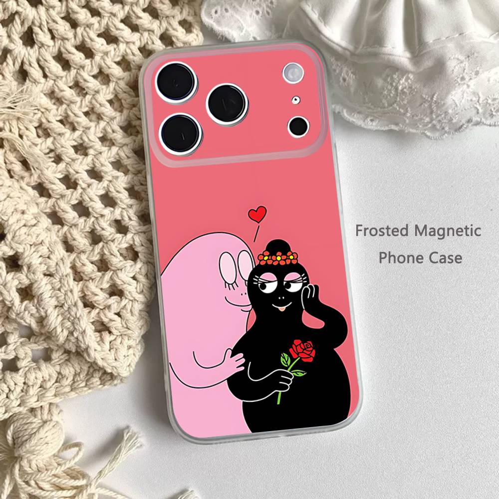 B-Barbapapa-S CARTOON Phone Case For iPhone 17,16,15,14,13,12,11 Pro,Max,Plus,Mini,Air,E Magnetic Frosted Clear