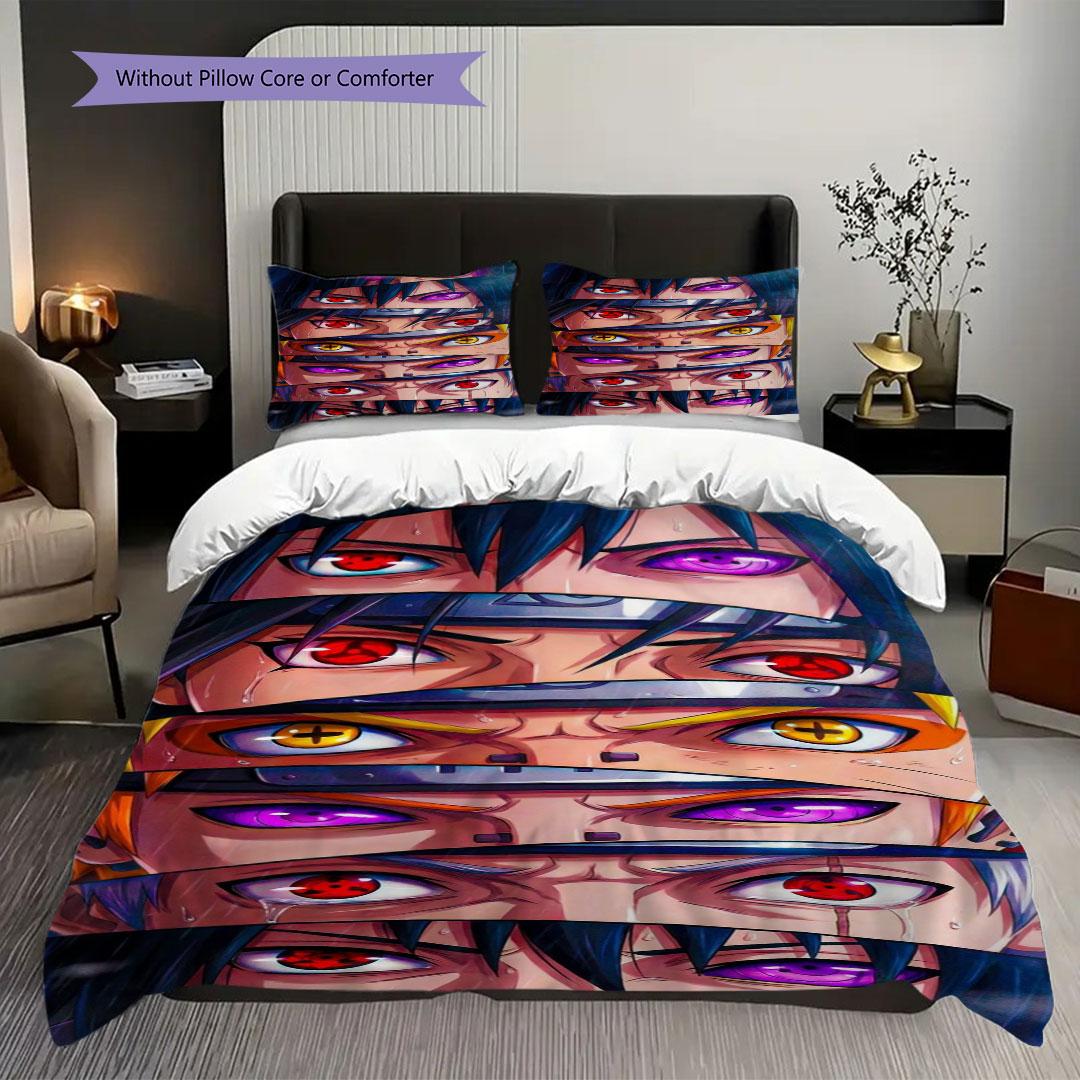 

Three-piece Naruto cartoon print bedding set, including one duvet cover and one pair of pillowcases (filling not included). 135x200cm