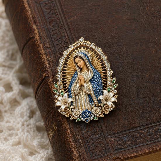Sacred Heart of Jesus Brooch Confirmation Souvenir Christian Faith with Enamel