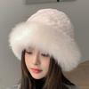 Women Luxury Winter Hat Real Rex Rabbit Fur Bomber Hats Lady Winter Genuine Fox Fur Cap Beanies Warm Soft Fluffy Natural Fur Hat