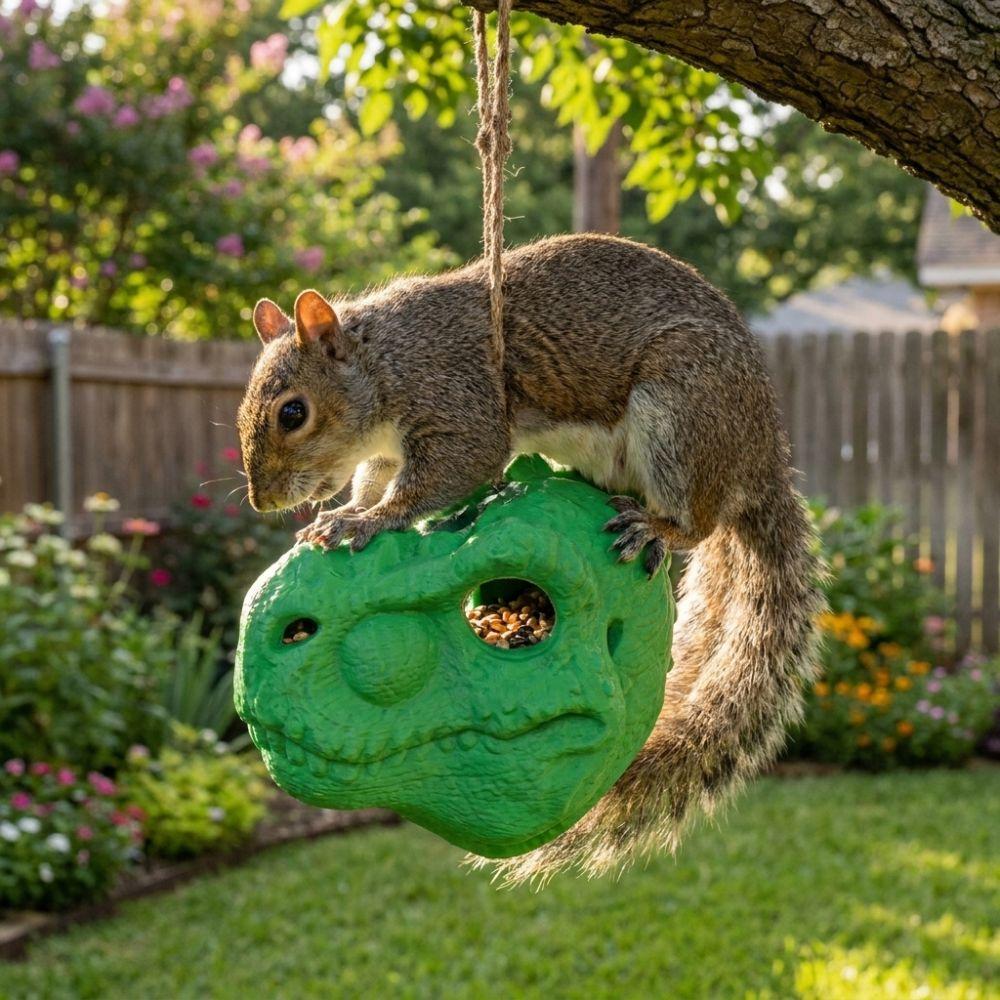 Large Capacity T-Rex Head Squirrel Feeder 3D Printed Squirrel Feeder Ornament Home
