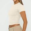 Ladies Summer Fashion Casual Color Round Neck Short Sleeve Slim Ribbed Top