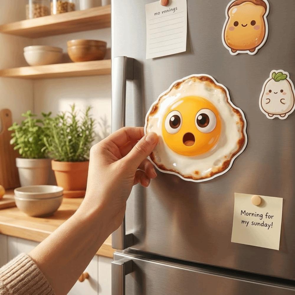 2D Flat Egg Fridge Magnet Simulation Magnetic Fridge Sticker Creative Acrylic Magnet  Kitchen