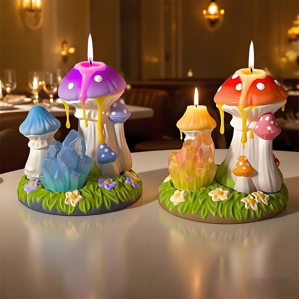 DM1285 DIY Mushroom Resin Silicone Mold Making 3D Gypsum Candle Holder Crystal Stone Molds for Home Concrete Ornaments