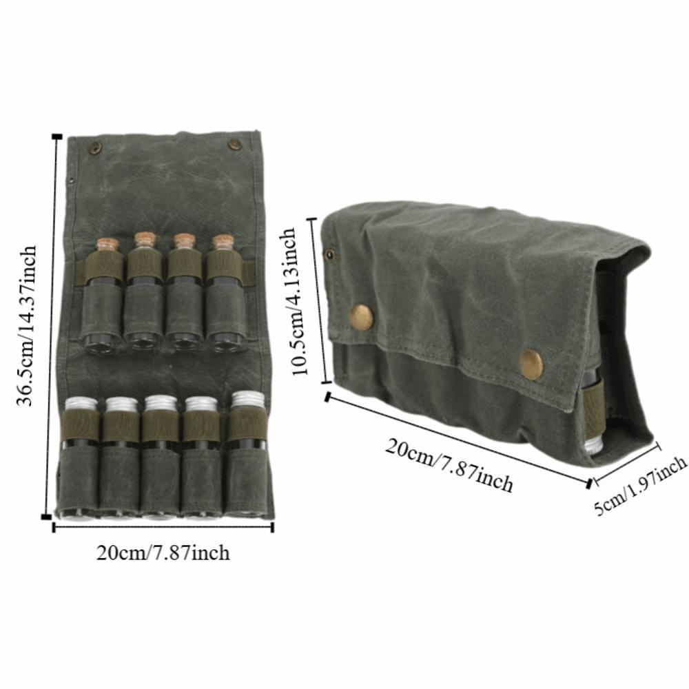 9 Pockets Spice Bottle Bag Canvas Spice Bottle Storage Bag Durable Seasoning Jar Holder  Picnic