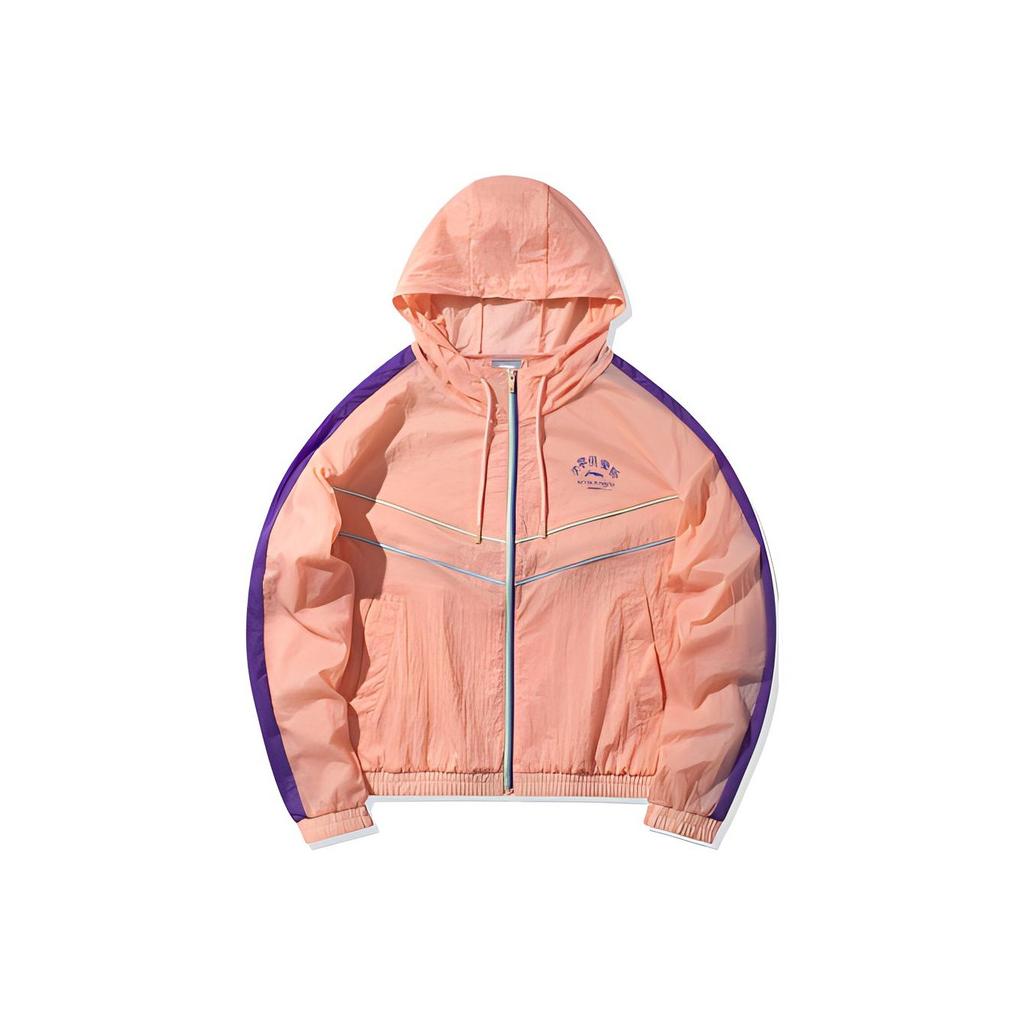 Li Ning Loose Hooded Long Sleeve Jacket Women jackets Peach-Blossom-Pink AFDQ128-3