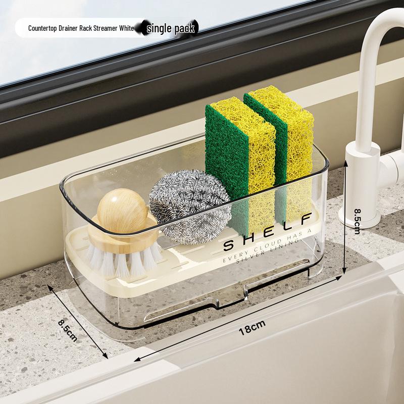 Original Kitchen Sink Drainer Rack - Large Capacity Storage for Sponges and Cloths