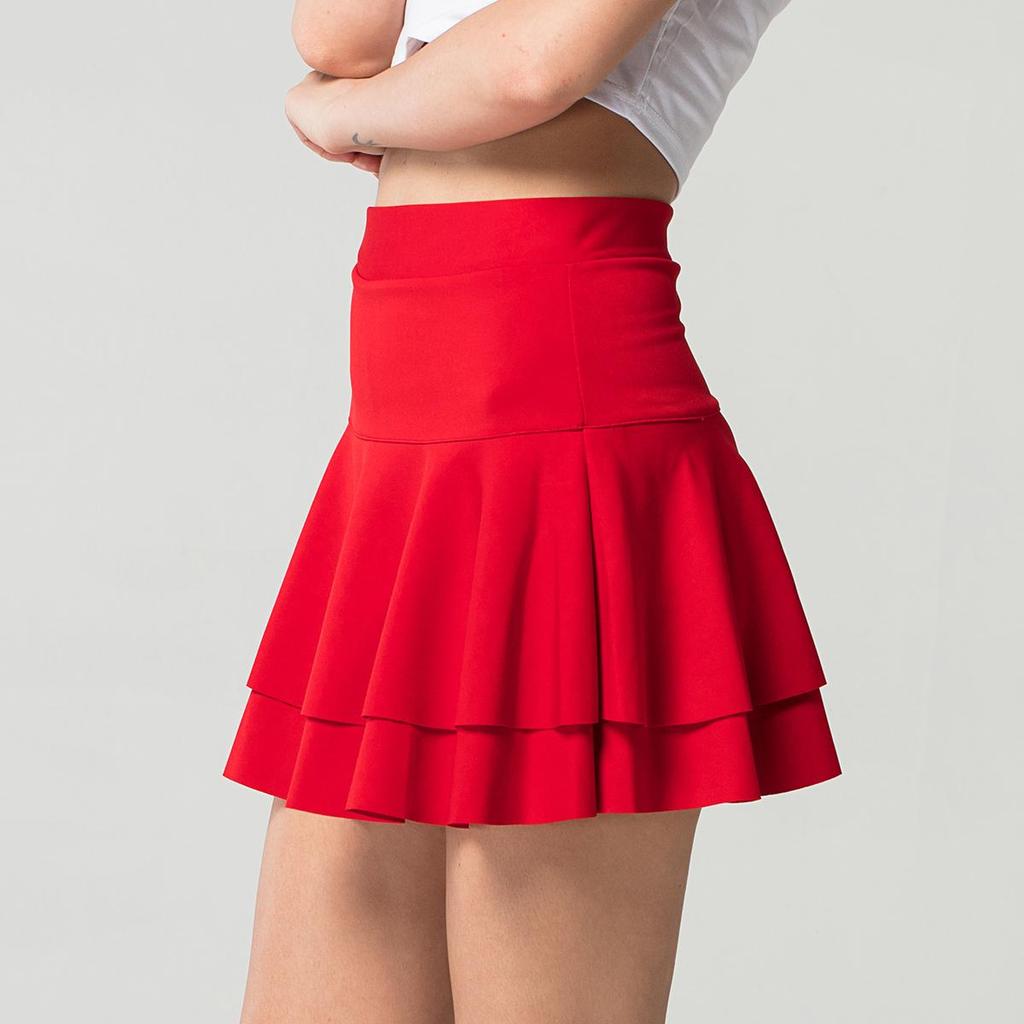Spring High Waist Solid Double Layer Mini Cake Skirt Summer Party Streetwear Plus Size M-4Xl