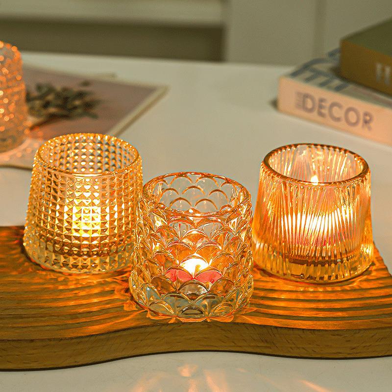 European Style Thickened Transparent Glass Candle Holder Ornament