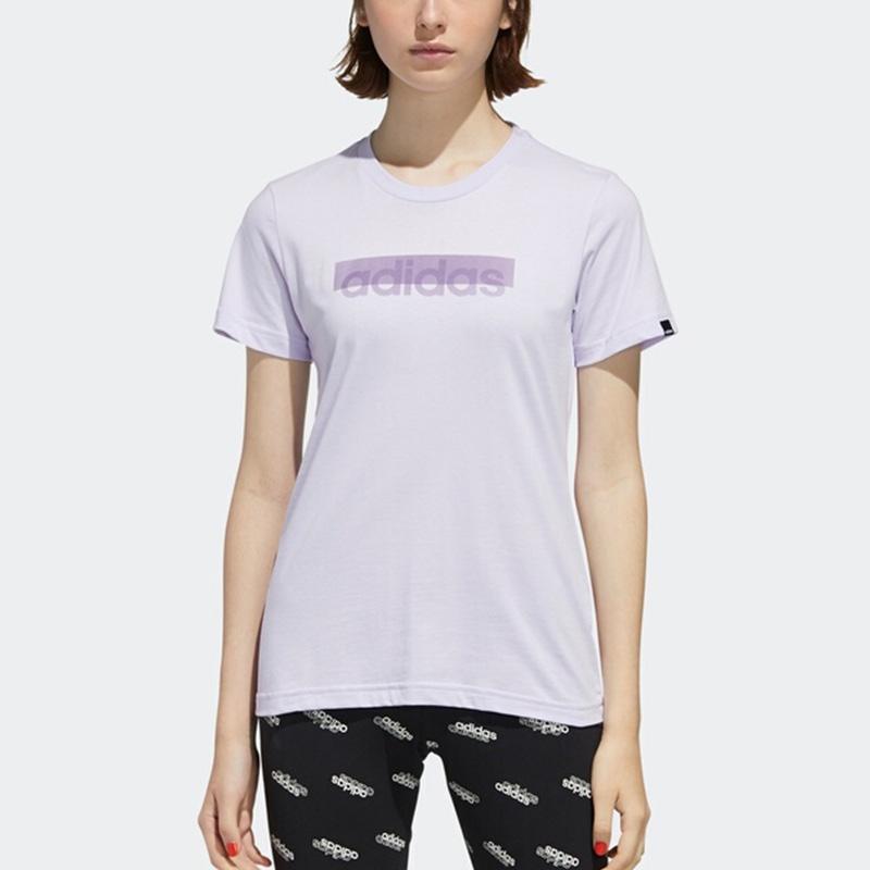 Adidas W Boxed T Letter Sports Casual Training Short Sleeve T-Shirt Women Tops Purple FM6168