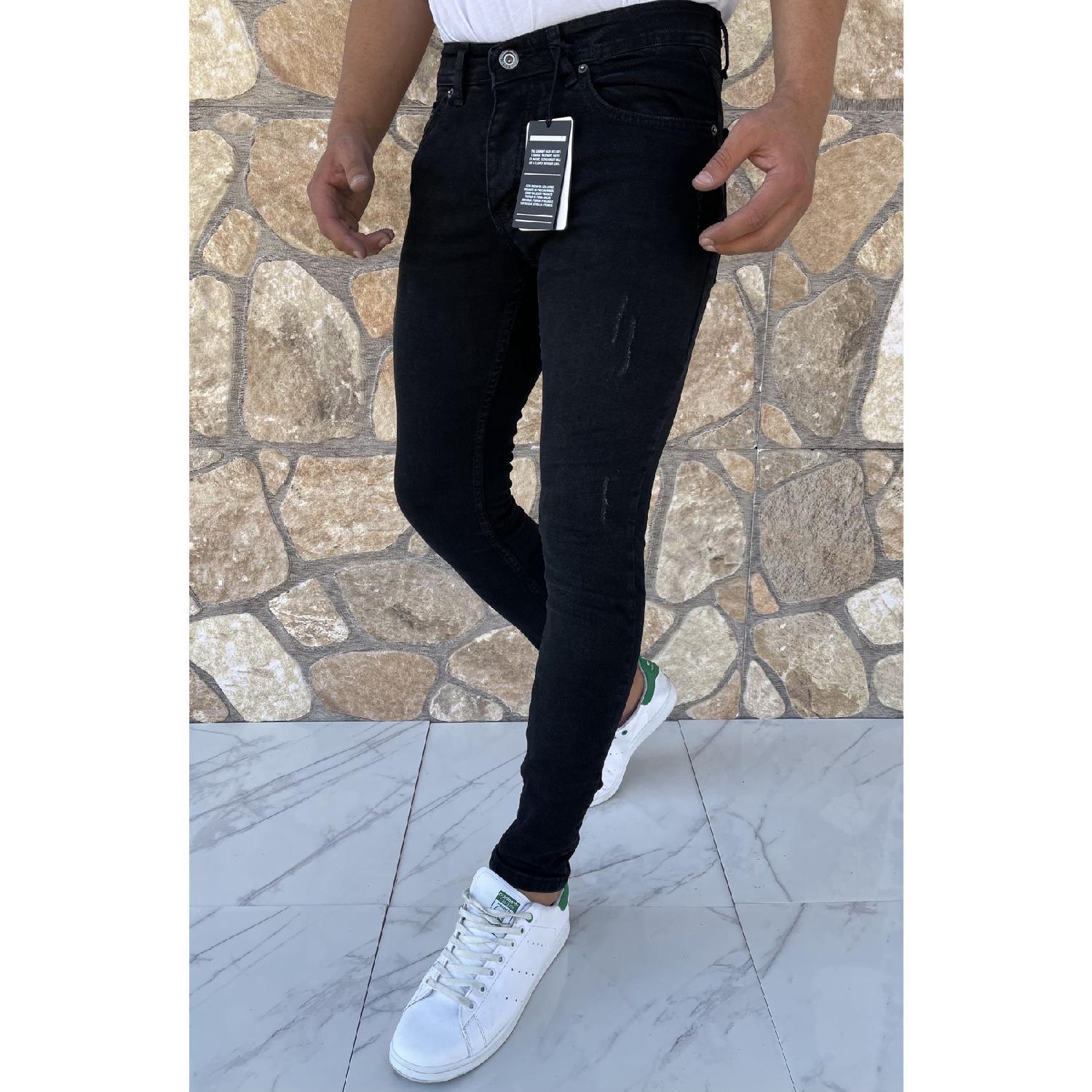 

Мужские джинсы скинни из лайкры с черным носком 29 чёрный