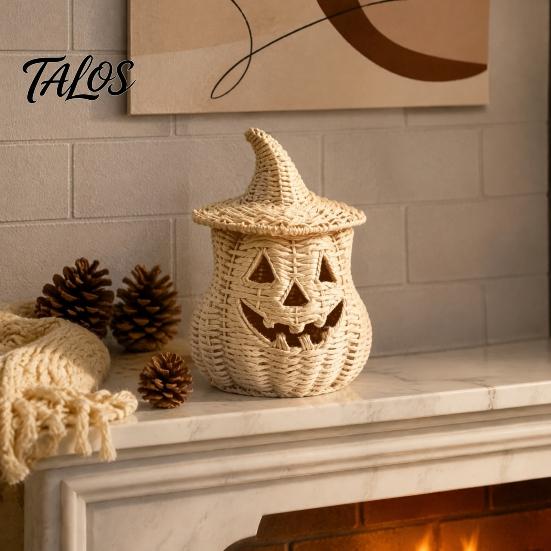 Festliche Kürbisdekoration Halloween Gruselige Aufbewahrungsbox, Harz Jack-O'-Lantern Teelichthalter, Hohl für Tischdekoration Partyhalter