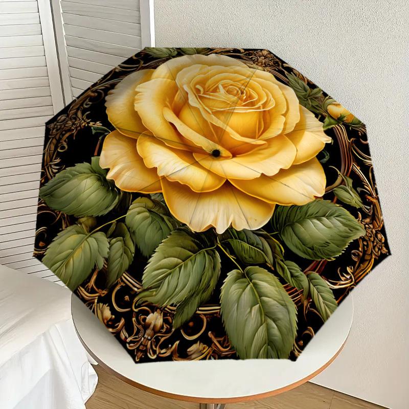 

1pc Golden Rose Ornament Umbrella with Plastic Handle,Suitable for All Seasons Home Travel Outdoor UmbrellaDD1260