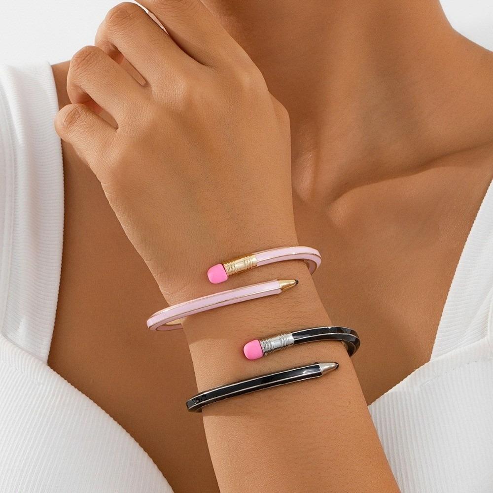 Einzigartiges Cross Emaille Armband Glitzerndes Mode Manschettenarmband Stilvolles Bleistift Armband Party