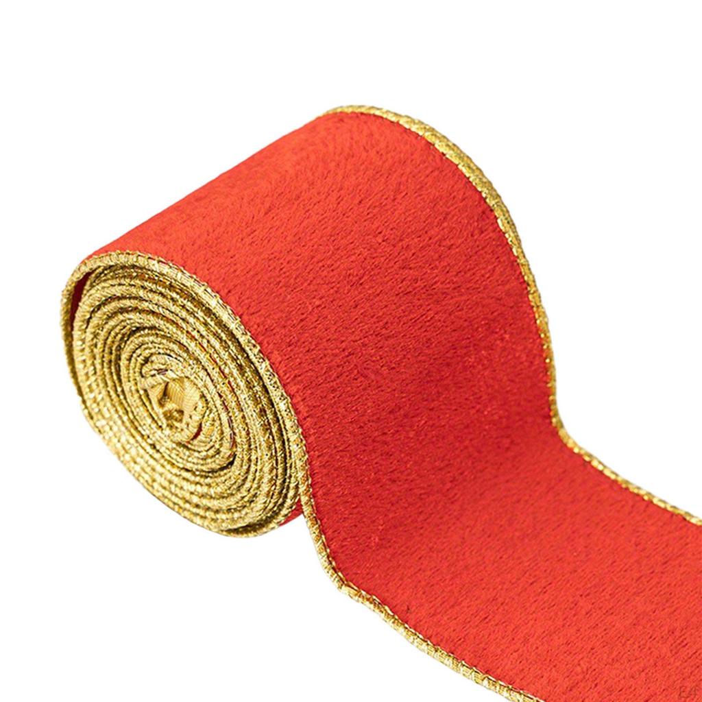 Christmas Ribbon Atmosphere Decor 2.5inch Decorative Wired Edge Holiday Satin Band