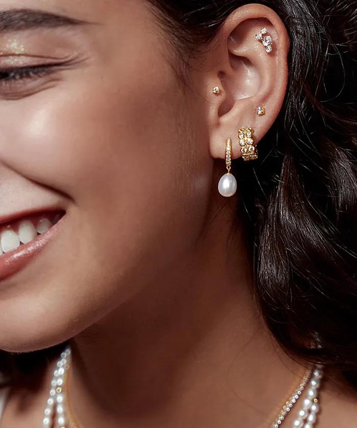 Pavé Climber 925 Silver Stud Earrings E058-09G