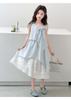 Girls' summer vest dress 2026 new style girls' sleeveless cotton beach dress children's lace princess dress