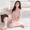 Pajamas Women's Summer Cotton Short-sleeved Cropped Pants Thin Summer 1011 New Summer Loungewear with Chest Pads
