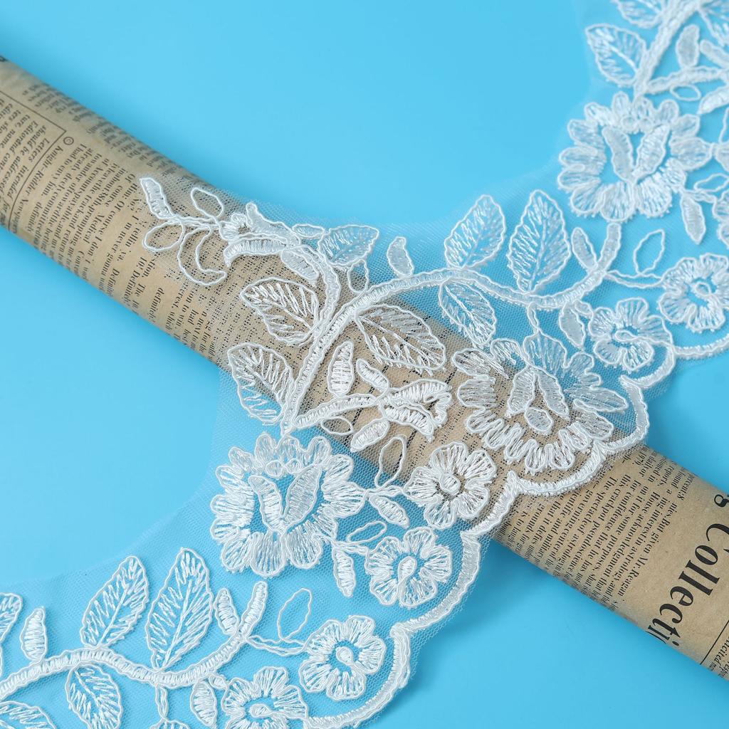 Car Bone Embroidery Beige Wedding Dress Lace, Veil Headband Children'S Clothing Skirt, Performance Clothes, Accessories Lace 15Cm