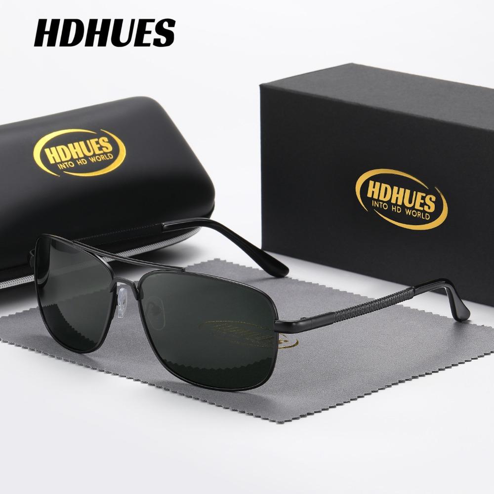 HdHues Унисекс Модные металлические квадратные антибликовые поляризованные солнцезащитные очки для вождения, UV400 чёрный