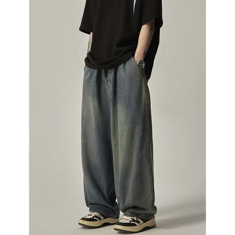 Geener Mannelijk klassiek Amerika Hip Hop wijde pijp jeans Jeugd populaire jeans Heren rechte pijp retro losse broeken oversized denim broeken S
