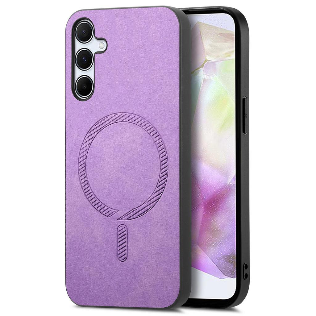 For Samsung Galaxy A35 5G Leather Back Case Compatible with MagSafe Skin-Touch Phone Cover