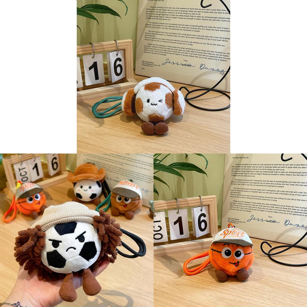 Plush Cartoon Sports Ball Keychain With Soft Filling For Kids Gift