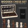 Reversible Wooden Board for Chess,24 Interlocking Wooden Checkers and 32 Standard Chess Pieces for Age 8 To Adult for Family Fun