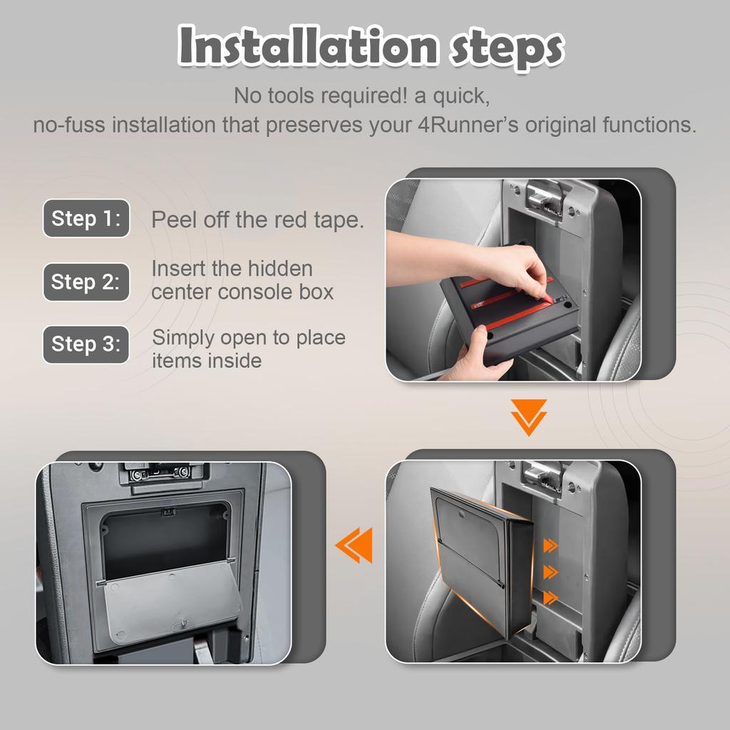 Armrest Hidden Storage Box For 2025 Toyota 4Runner  Center Console Organizer Interior Armrest Hidden Storage Tray Accessories