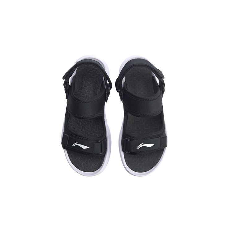 Li Ning Comfortable Lightweight Two-Way Strap Flat Sports Sandals Kids Sandals Black YKUQ016-1