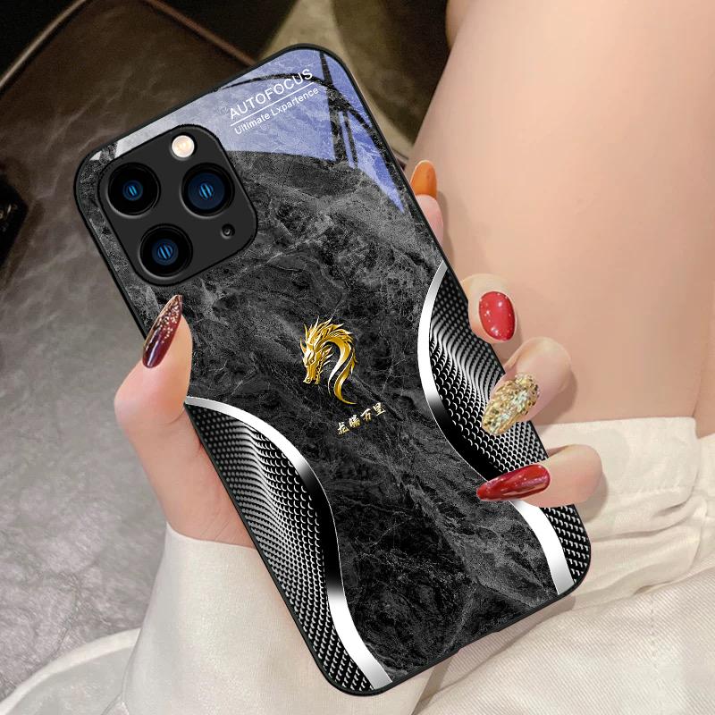 

ГОД ДРАКОНА ВНИЗ Для IPhone 16 Pro Max 15 Pro 14 13 12 Mini 11 XS Max XR 7 8 Plus SE 2022 Закаленное Стекло Чехол для Телефона For iPhone 16 PLUS