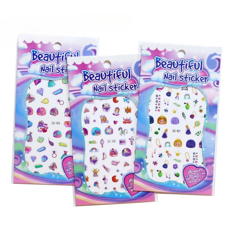 Nová dětská princezna Kreslené samolepky na nehty Flitry Třpytky Barevné květiny DIY obtisk Dětská hračka Kawaii pro děti Dívky Ozdoby