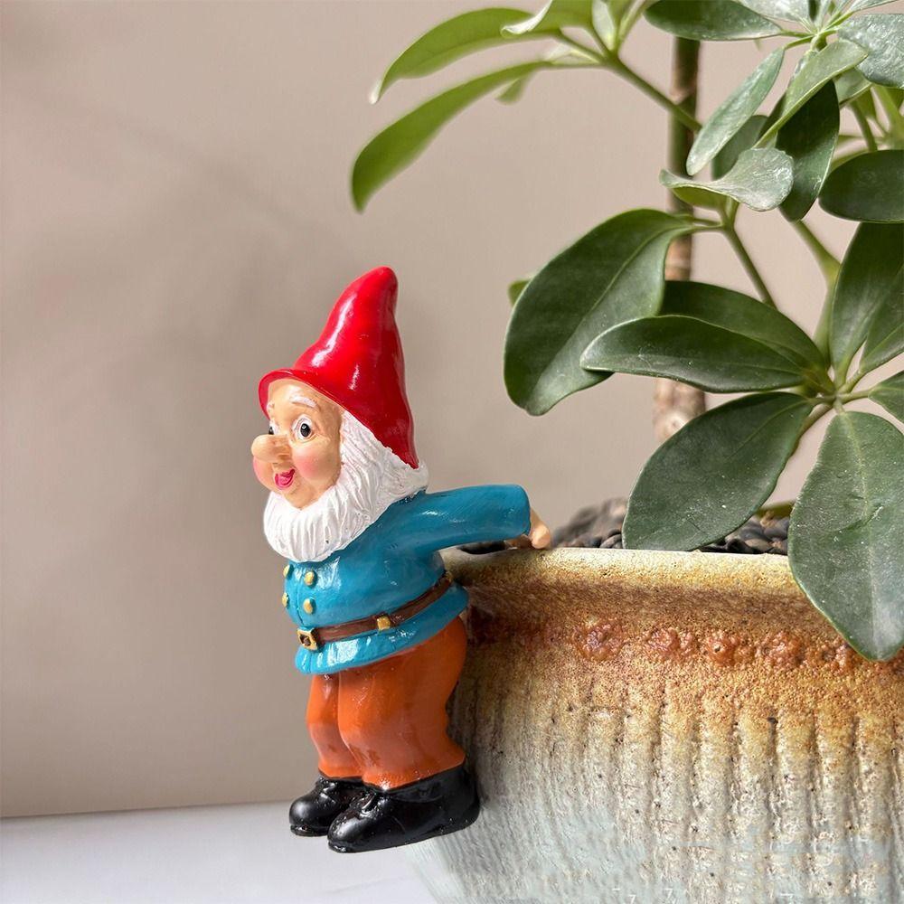 Cute Dwarf Hanging Flower Pot Cartoon Climbing Gnome Figurines Dwarf Elves Figurine  Home Decor