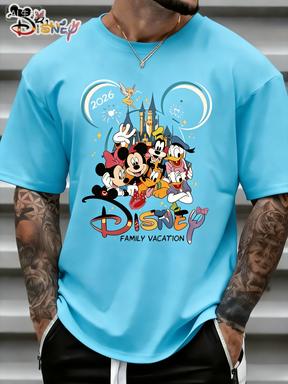T-shirt con Stampa Cartone Animato Castello Disney Estate 2026 Harajuku Larga Casual Manica Corta Top Uomo Donna