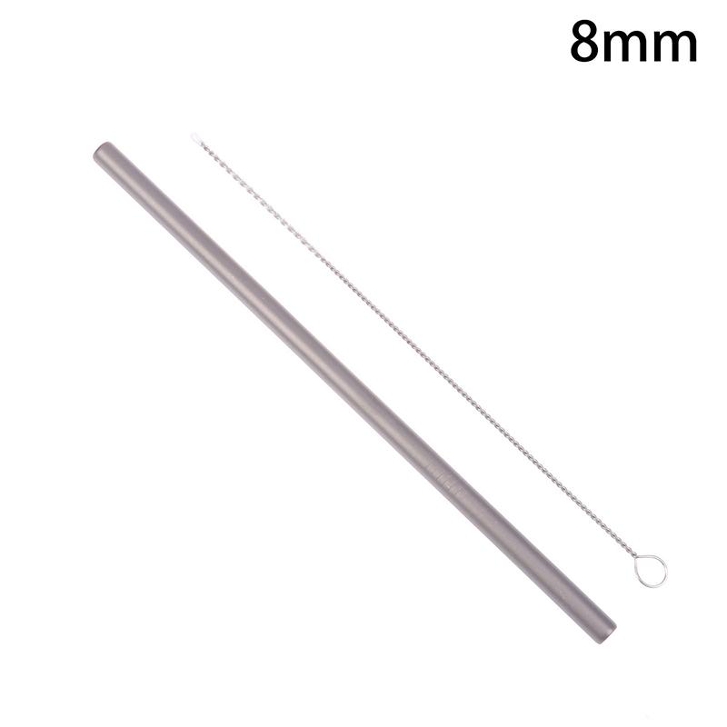 Reusable Pure Titanium Straight/Bend Straws Sandblasted With Cleaning Brush For Medicine Milk Tea Beverages