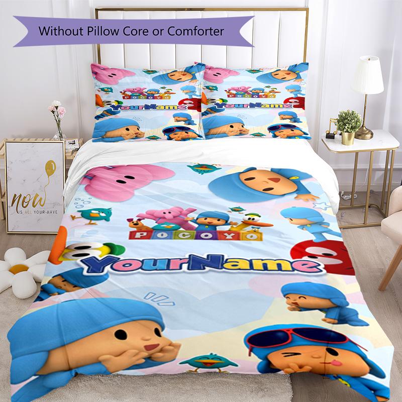 Pocoyo Customize your name Bedding Set Breathable Duvet Cover with Pillowcases Home Decoration Birthday Gift