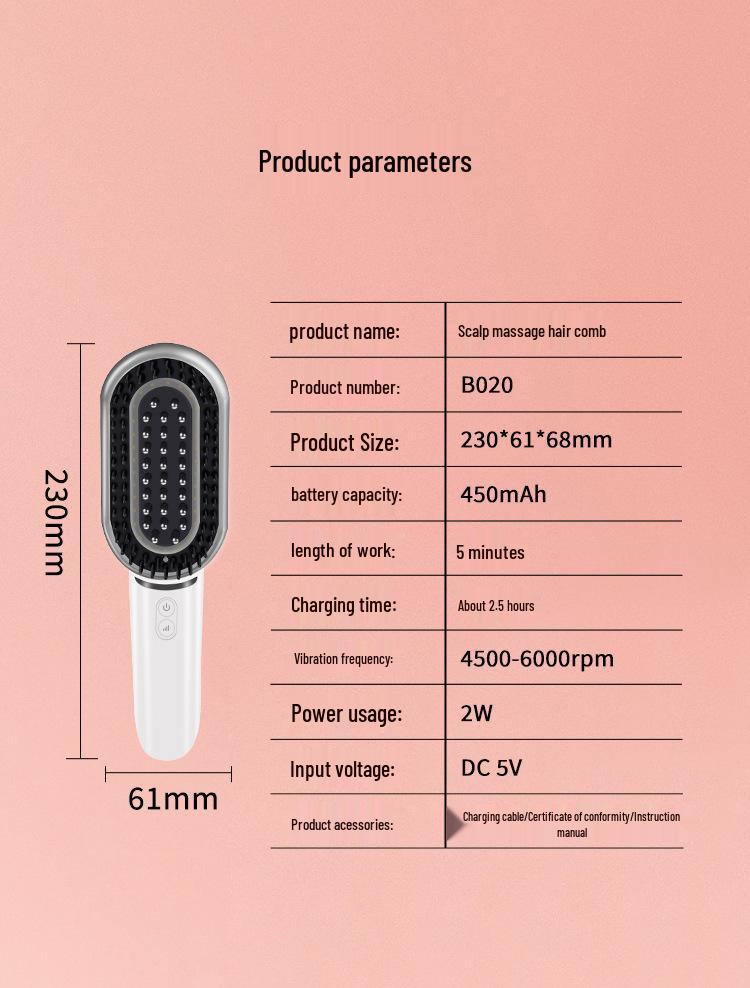 Scalp Massaging Comb with Negative Ion & LED Light Therapy for Hair Growth