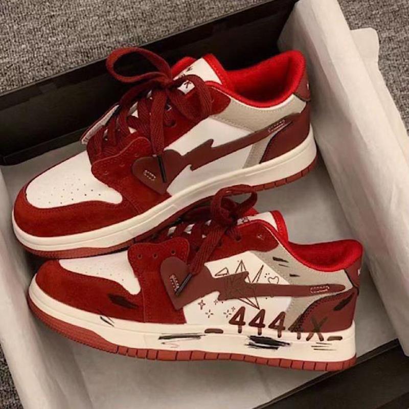 Fashion Men's Shoes 2025 New Niche Fashion Retro Graffiti Made Old Board Shoes Women's Flat Bottome Casual Couple Sport Shoe Lace Up Sho