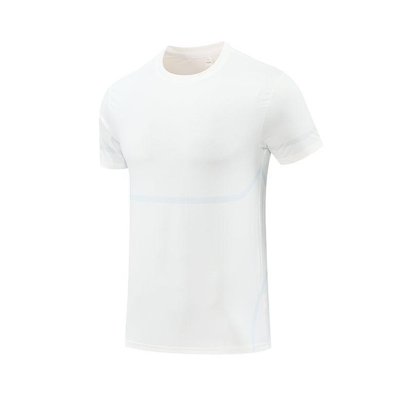 

Мужская быстросохнущая футболка с коротким рукавом из ледяного шелка для бега - Дышащая и свободного кроя для летнего фитнеса. L белый