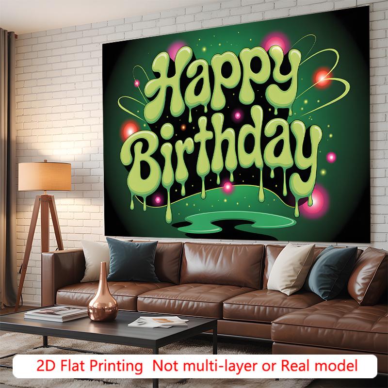 Party Backdrop Green Flat Dripping Text Event Photo Background Front Door Decor