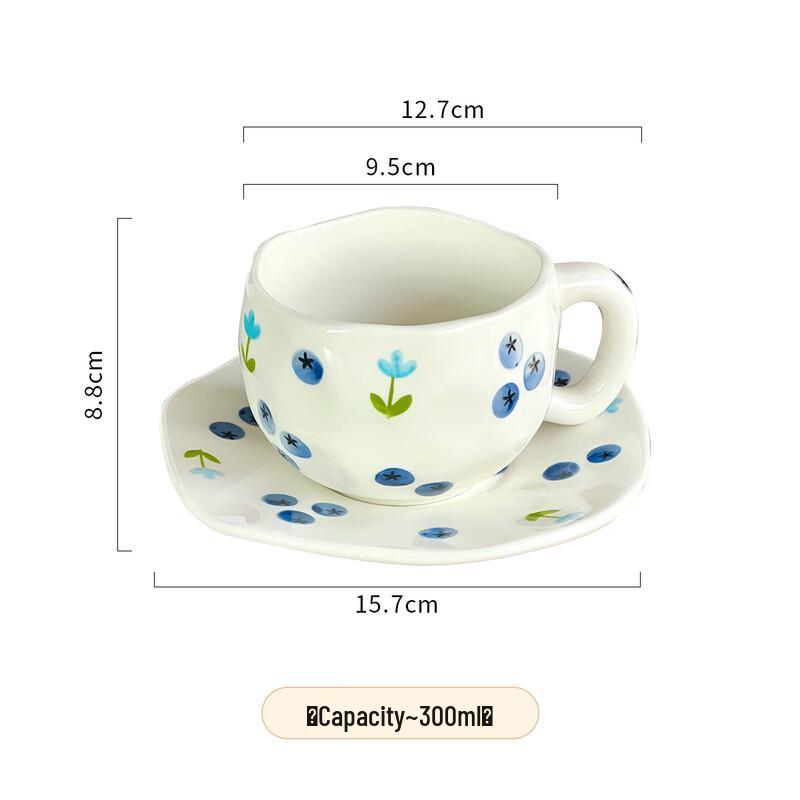 

Shangqi Designer Floral Blueberry Hand-Pinched Tea Cup & Saucer