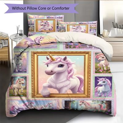 Cartoon Pattern Bedding Quilt Set Quilt Cover Pillowcase Home Decoration Birthday Gift (1 * Duvet Cover + 2 * Pillowcase, Without Core)